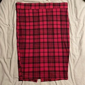 Plaid Stretch Pencil Skirt